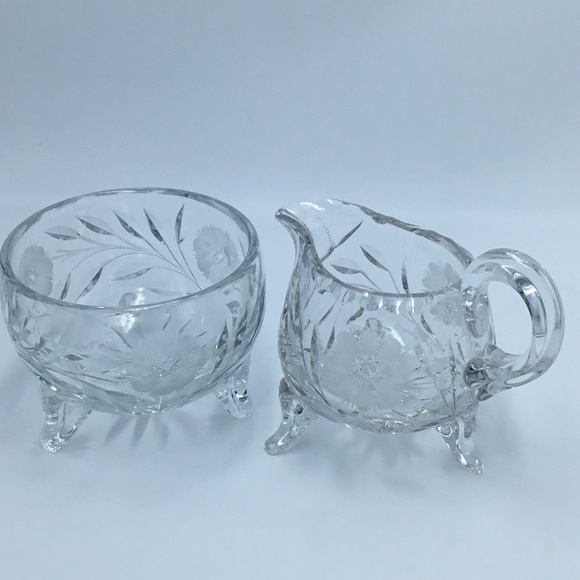 Large Cut Crystal Sugar & Creamer - Picture 1 of 5